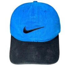 Nike Cap Men's One Size Blue Black 100% Cotton Adjustable Snapback Baseball Hat