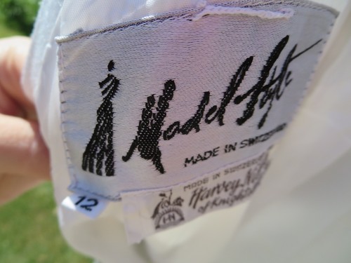 EXQUISITE SILVER IVORY STRIPE HARVEY NICHOLS VINTAGE PROM WEDDING DRESS SZ 10/12 - Picture 9 of 12