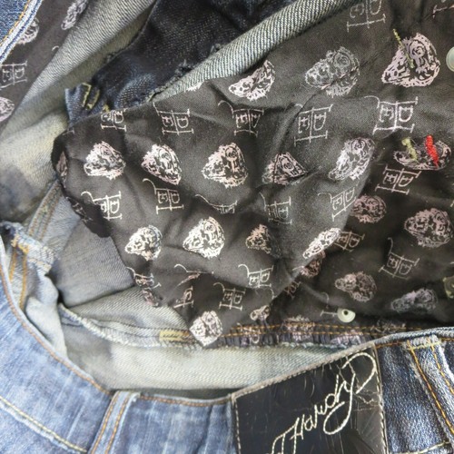 Ed Hardy Christian Audigier Womens Jeans 14 Skull Flowers Love Kills Slowly Y2K - Picture 11 of 20