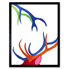 Bright Colourful Scottish Wildlife Deer Antlers 12X16 Inch Framed Art Print