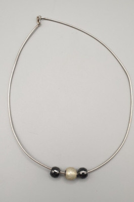 Genuine Pandora ALE Necklace 925 Silver With Crystal Like Black Beads