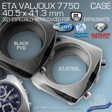 WATCH CASE RETRO STYLE, FIT ETA-VALJOUX 7750, 40MM, ST.STEEL/BLACK PVD