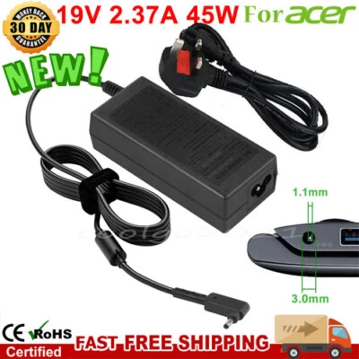 45W 19V 2.37A Laptop Charger AC Adapter For Acer Spin 3 SP314-53N 3.0*1.1mm