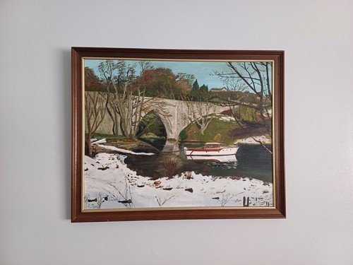 Pintura al óleo original titulada Winter Mooring at Brig O' Balgownie, Aberdeen - Imagen 2 de 6