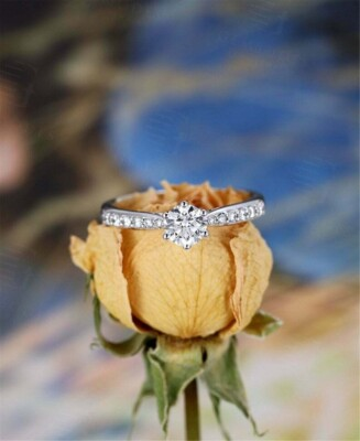 #ad #ad Classic 1.50 Ct Round Cut Off White Treated Diamond Ring 925 Sterling Silver $135.38