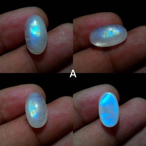 Ultimate Blue Rainbow Moonstone Cabochon Oval Shape Loose Gemstone For Jewelry - Picture 6 of 13