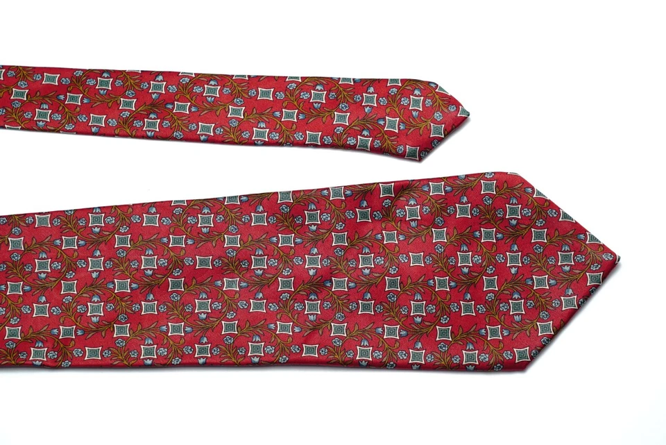 Corbata LANVIN Hecha en Francia Roja Cuello Negra 100% Seda Foto 2 de 4