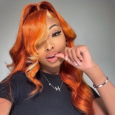 Ginger Body Wave 13x4 HD Transparent Lace Front Wigs Human Hair Orange Colored