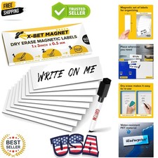 Dry Erase Magnetic Labels 60 pcs 1x3 - Reusable Sticky Notes - Magnetic Notep...