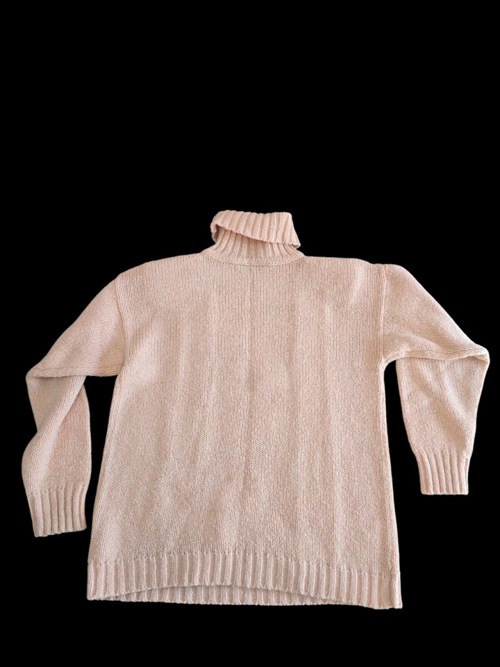 Suéter Vintage Liz Sport Tejido Lana Cuello Alto Para Mujer’s 8 Rosa Gris Blanco Foto 3 de 4