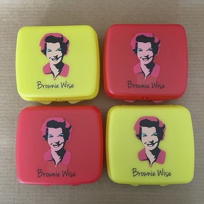 Tupperware Sandwich Keeper - Set of 4 - Brownie Wise Red Yellow Clamshell #8203