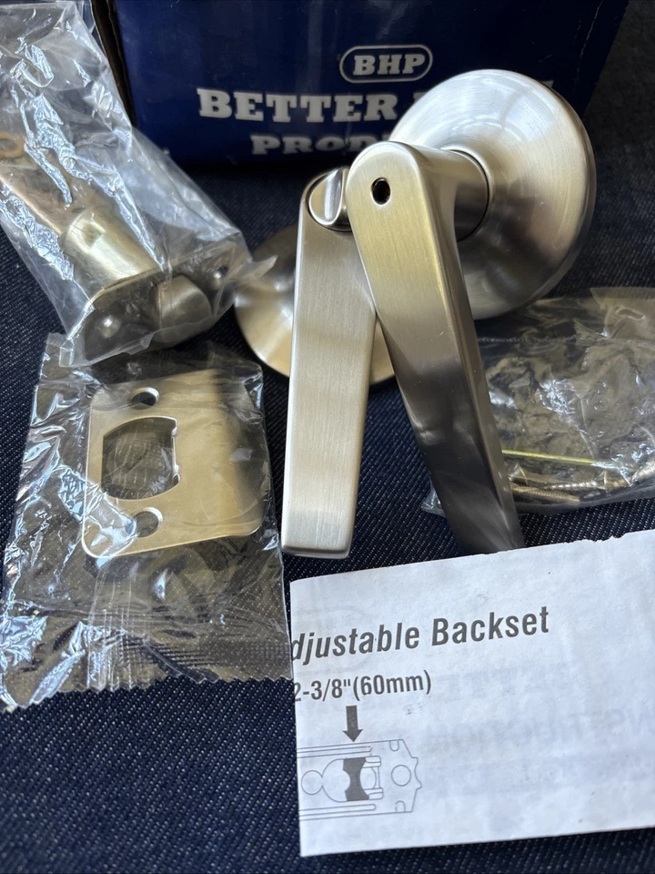 Better Home Products Juego de Privacidad Palanca Recta Níquel Satinado Sin Manos ~ NUEVO Foto 4 de 4