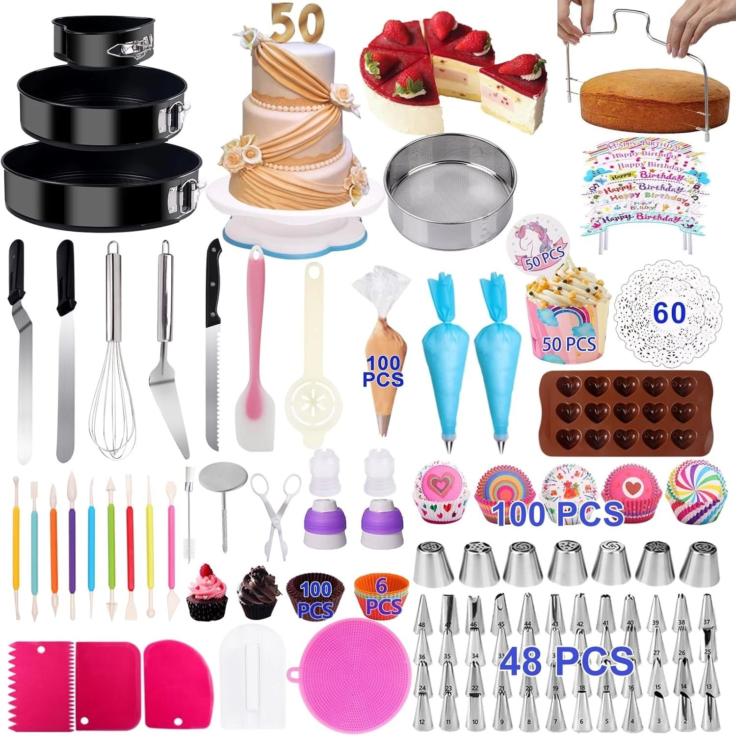 Cake Decorating Kit 567 Pieces Baking Set with Springform Pans Turntable
Opens in a new window or ta