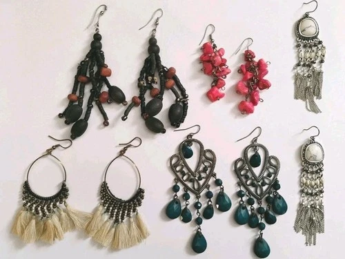 Vintage Costume Jewelry Earrings Lot of 5 Unique Sets