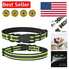 Safety First: Reflective Nylon Dog Collar in Lime Green for Small Breeds, Size S
