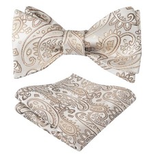 Mens 2pcs UNTIED Gradient Paisley Self Bow Tie Hanky Set Formal Wedding