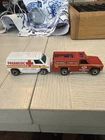 Hot Wheels Redline 1974 SUPER VAN PARAMEDIC VAN White And Fire Truck Lot Of 2