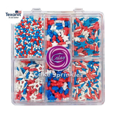 Patriotic Sprinkles Red White and Blue Nonpareils Jimmies Star Mix Edible Sprink
