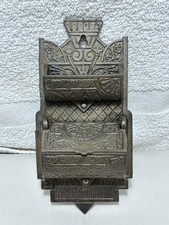 Antique Ornate Cast Iron Victorian Eastlake 2 Tier Wall Mount Match Safe Holder