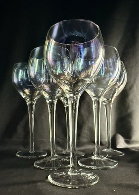 Bohemia Crystalex BOC168 Rainbow Iridescent Wine Glasses Set of 6 Luster  7.5" | eBay
