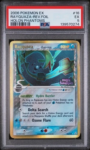 2006 POKEMON EX HOLON PHANTOMS #16 RAYQUAZA-REVERSE FOIL PSA 5
