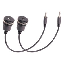 2PCS 3.5Mm TRS Stereo Waterproof Panel Mount Adapter - 1/8" Male to Female Embed