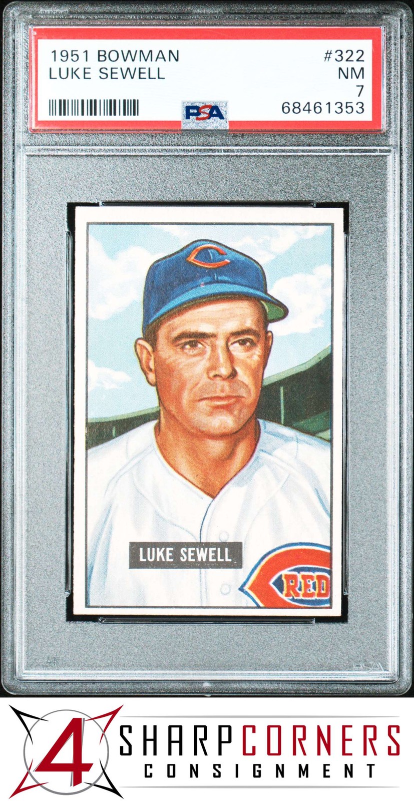 1951 BOWMAN #322 LUKE SEWELL REDS PSA 7