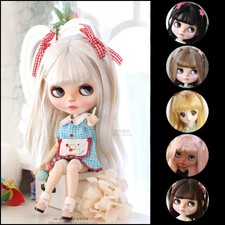 1/6 BJD Doll Girl Wig Hair Ponytails with Bangs High-temperature Silk Wig