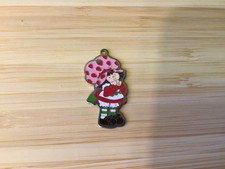 Vintage 1980 Gold Tone Costume Enameled "Strawberry Shortcake" Pendant Charm