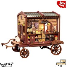 NEW DIY Miniature Dollhouse Kit w/ Light 3D Wood Puzzle Magic Shop Carriage