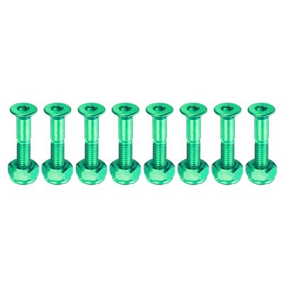 1'' Skateboard-Hardware-Bolzen, 8er-Set Karbonstahl Montageschrauben Bolzen, Grün