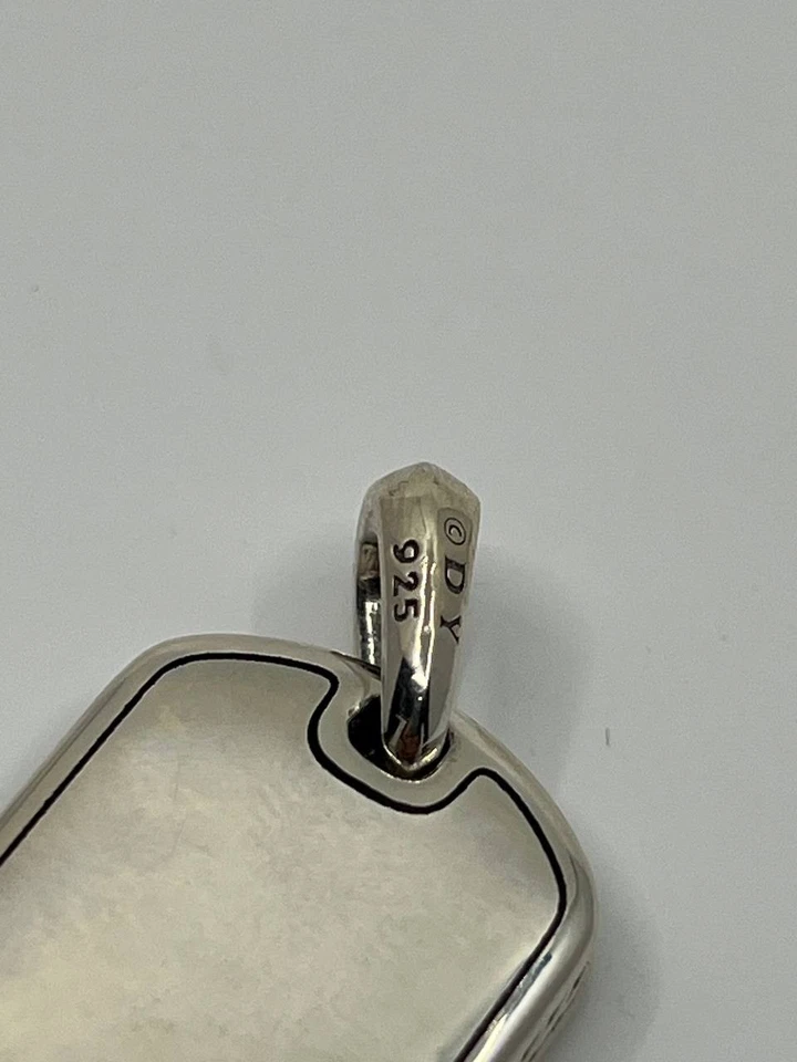Auténtico David Yurman Hombre Etiqueta de Perro Colgante Negro Ónix Plata de Ley Foto 3 de 4