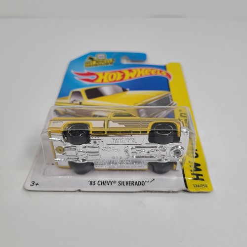 Hot Wheels ‘83 Chevy Silverado Yellow Black White Stripes Pickup Truck Off-Road - Picture 2 of 5