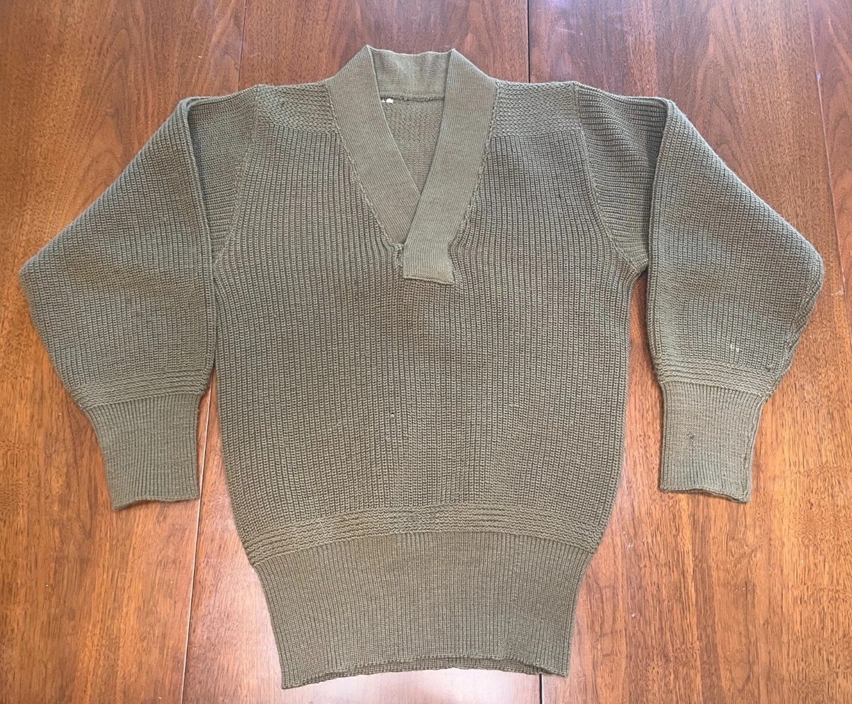 40'S　Powers vintage 2tone wool SWEAT Vintage 1940s US Military Type A-1 V-neck Mechanics Wool
