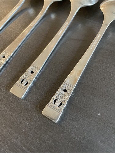 (4) Cucharas de té de 6” de café plateadas coronación de la comunidad Oneida de colección - Imagen 6 de 9