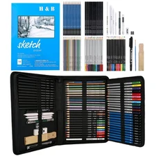 Professional Drawing Supplies Art Set –72 Piece Sketching Kit with Sketch Book