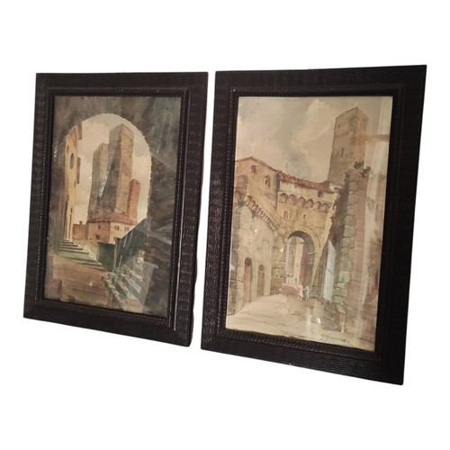 Coppia di acquarelli con vedute di San Gimignano Guido Gennai 1895-1976 - Foto 2 di 23