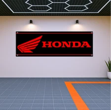 Honda Racing Motorcycle Flag Banner 71x24" – Garage, Man Cave, or Shop Wall Art