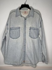 Levis Shirt Mens XL Denim Shirt Vintage Red Tab Metal Buttons Faded Chambray