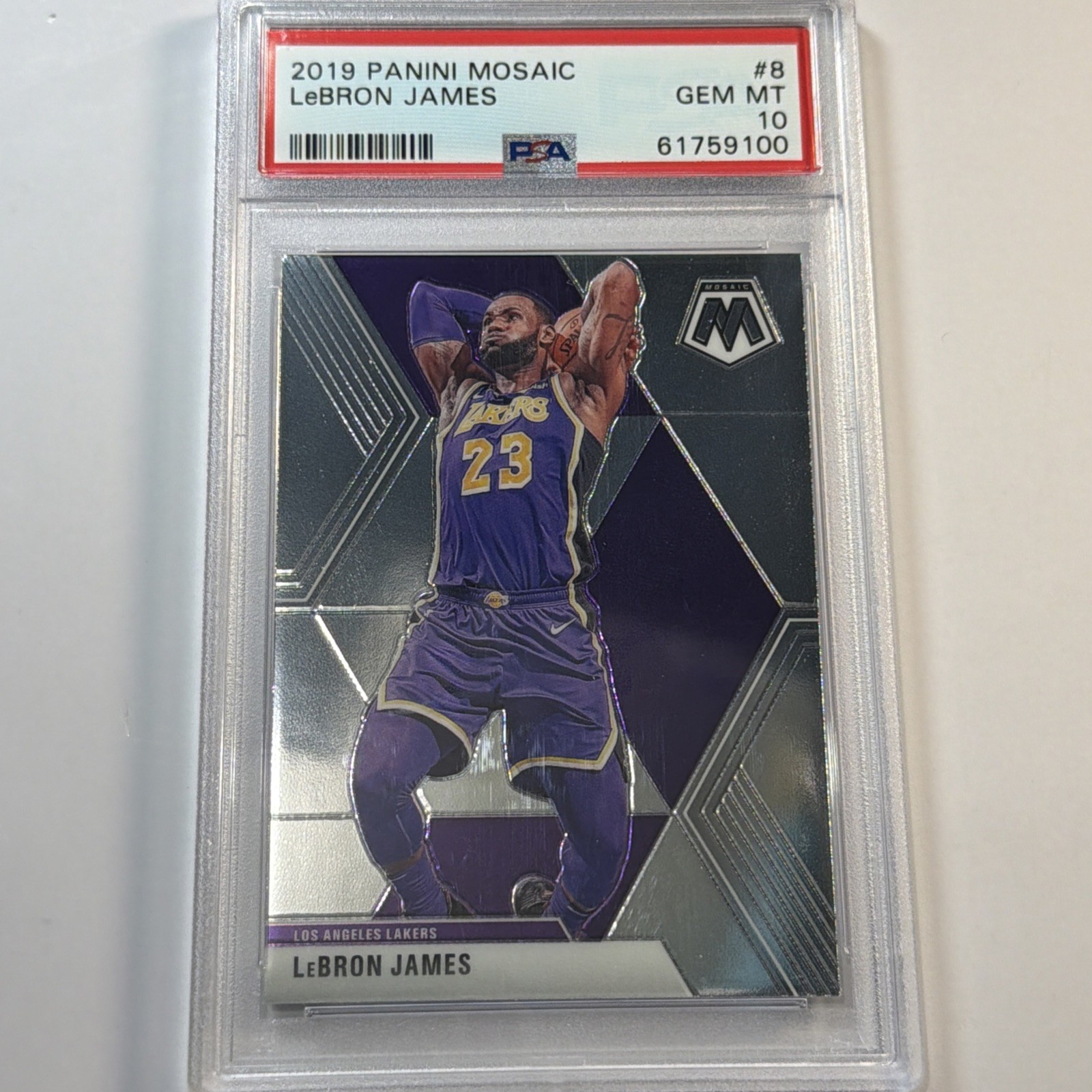 2019-20 Panini Mosaic - LeBron James #8 Silver Prizm PSA 10