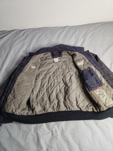 VTG Walls FR Flame Resistant Canvas Jacket Mens Large Navy Blue Lined Full Zip - Picture 6 of 10