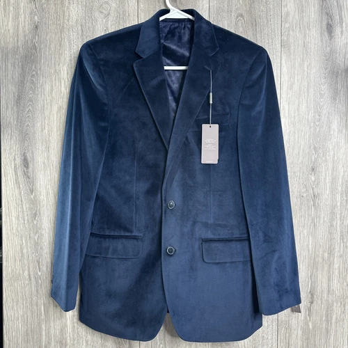 Cappotto sportivo MICHAEL KORS velluto uomo taglia 38R blu navy vestibilità classica nuovo con etichette $295 *leggi*