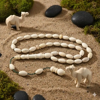 Handmade Camel bone 33 beads Tasbih, Islamic Prayer Beads Misbaha 302162