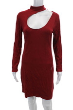 Urban Outfitters Womens Long Sleeve Cut Out Ribbed Mini Dress Red Size Large
