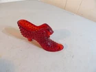 Red Hobnail Glass Fenton Shoe