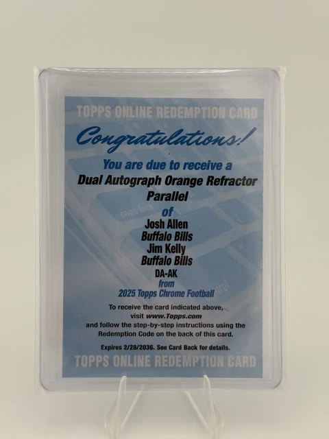 Josh Allen / Jim Kelly Dual Auto Orange /25 Refractor 2025 Topps Chrome Football