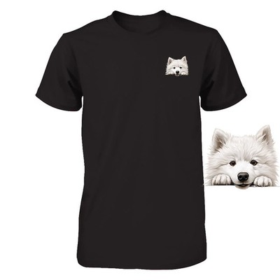 Funny Samoyed Dog Peeking Pocket Tshirt Cute Puppy Dog Lover Tee Print Gift