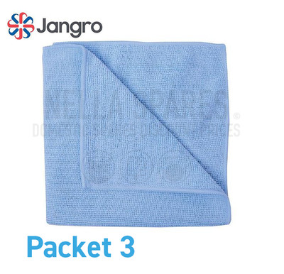 Jangro Super Mikrofaser Reinigungstuch - blau - 40 cm - Paket 3 40 cm x 40 cm