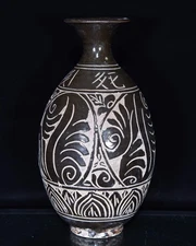 Beautiful Chinese Hand Painting CiZhouKiln Porcelain Flowers Mei Vase