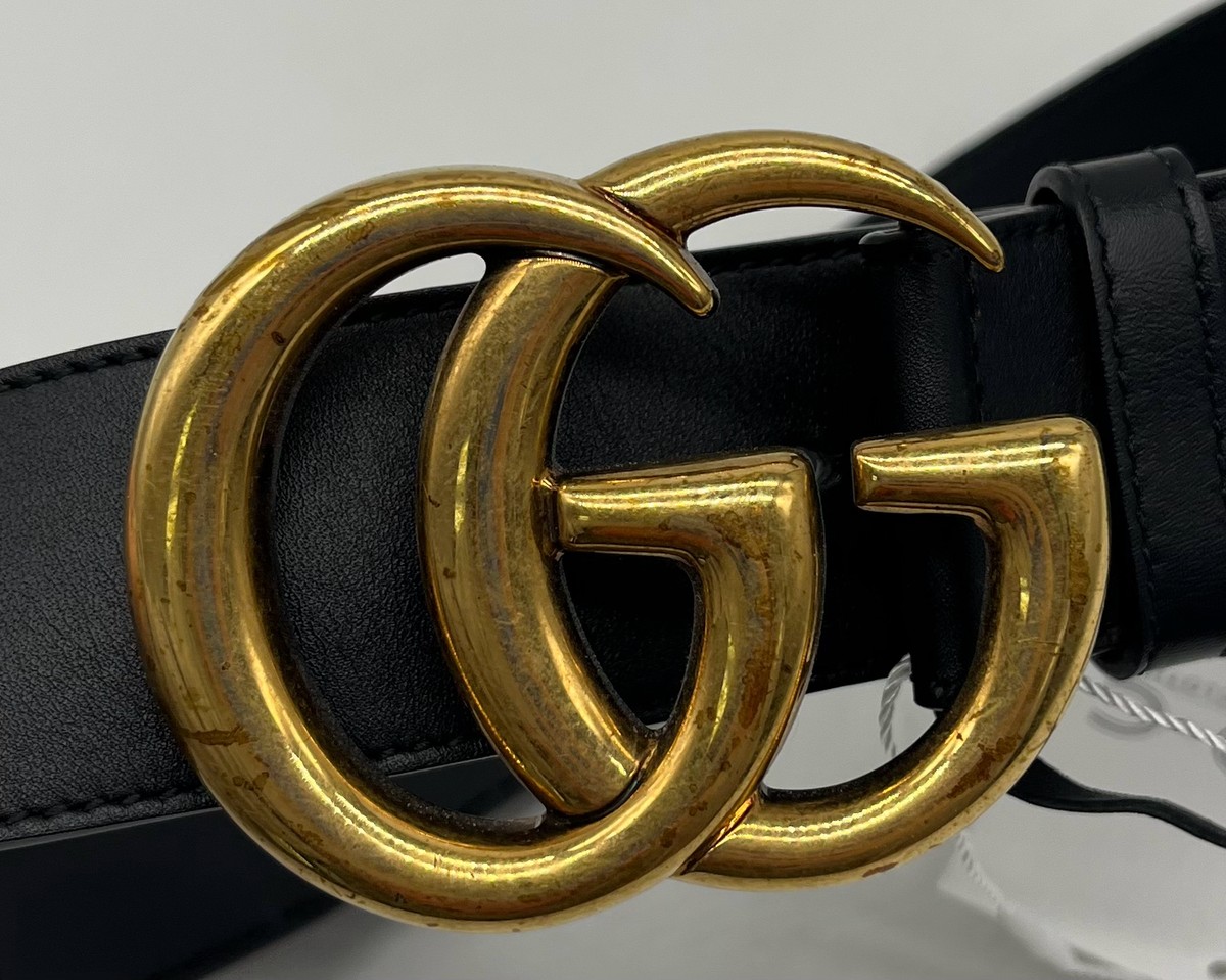 GUCCI ブラックベルト GGバックル S GUCCI グッチ ベルト Belt with Interlocking G buckle in black